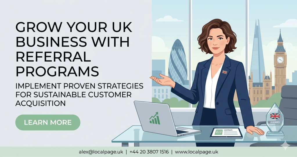 referral marketing program uk growth examples professional office scene london skyline