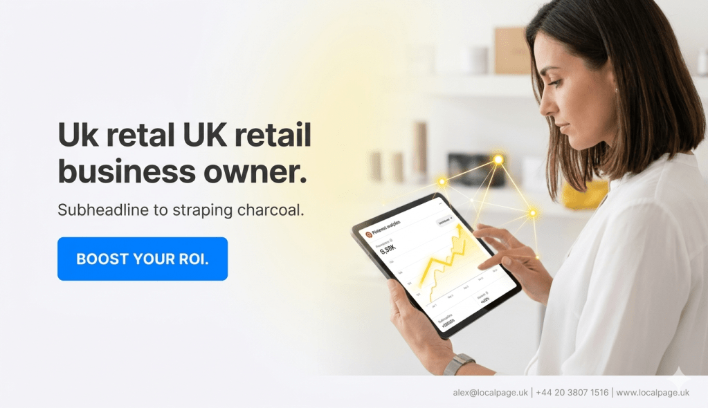 Hero image showing Pinterest Ads growth for UK retailers with yellow ROI arrow and blue CTA button.